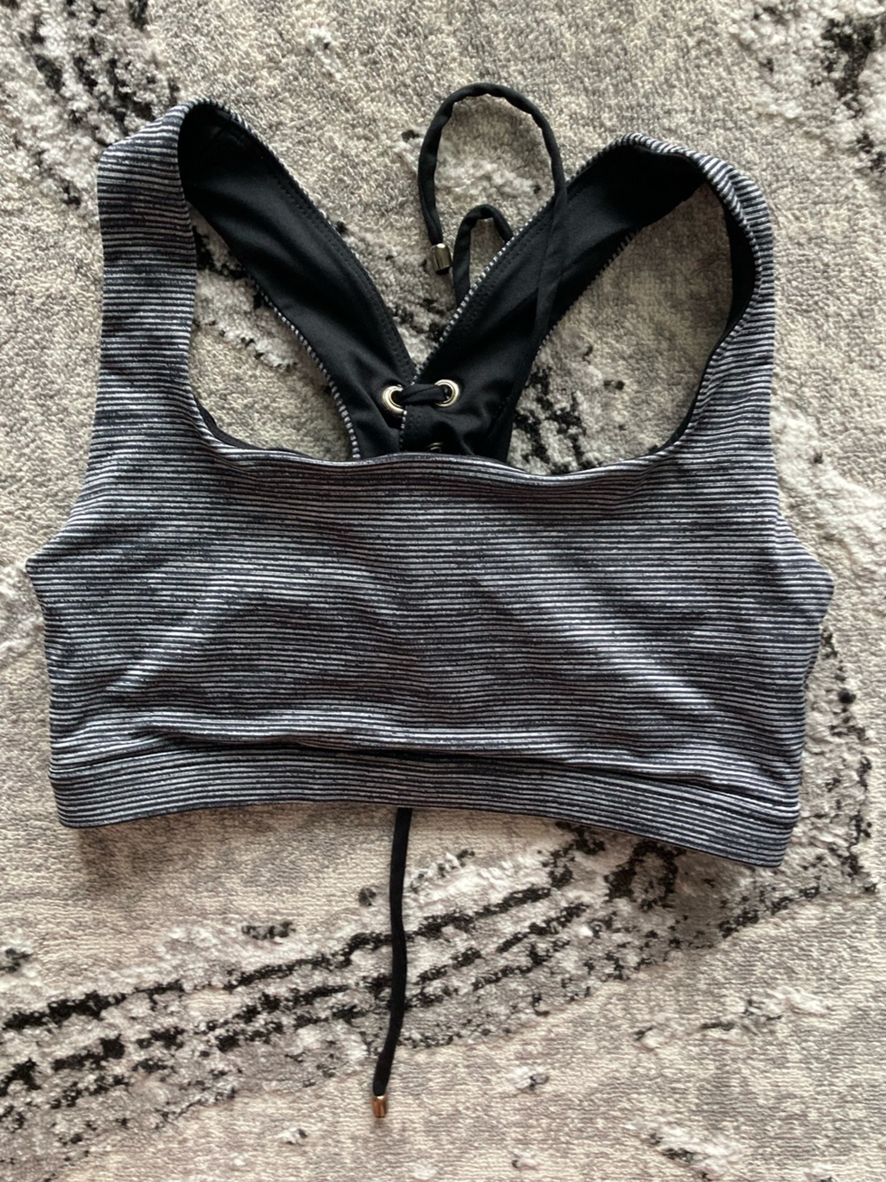 Forever 21 Black & White Striped Racerback Sports Bra Top